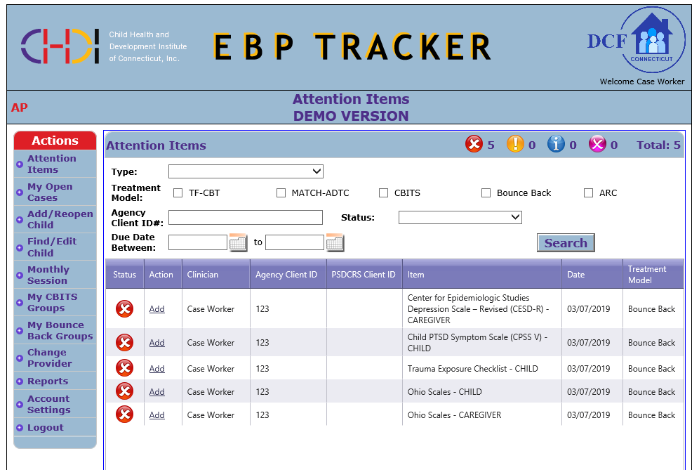 EBPT Attention Items