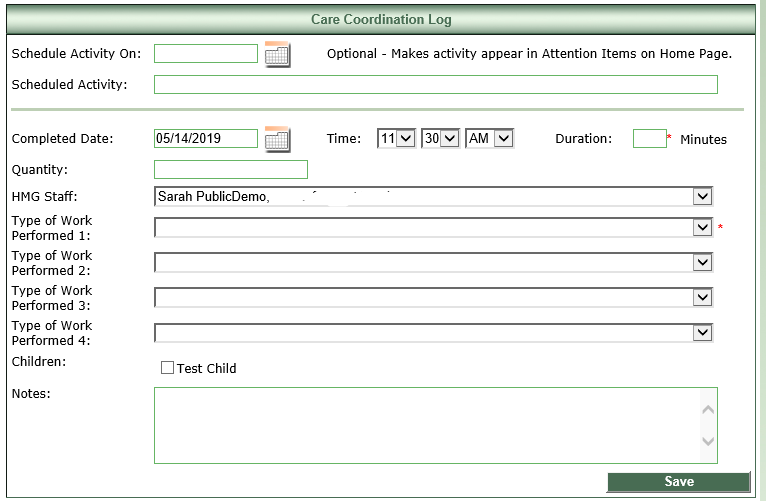 STAR Care Coordination Log